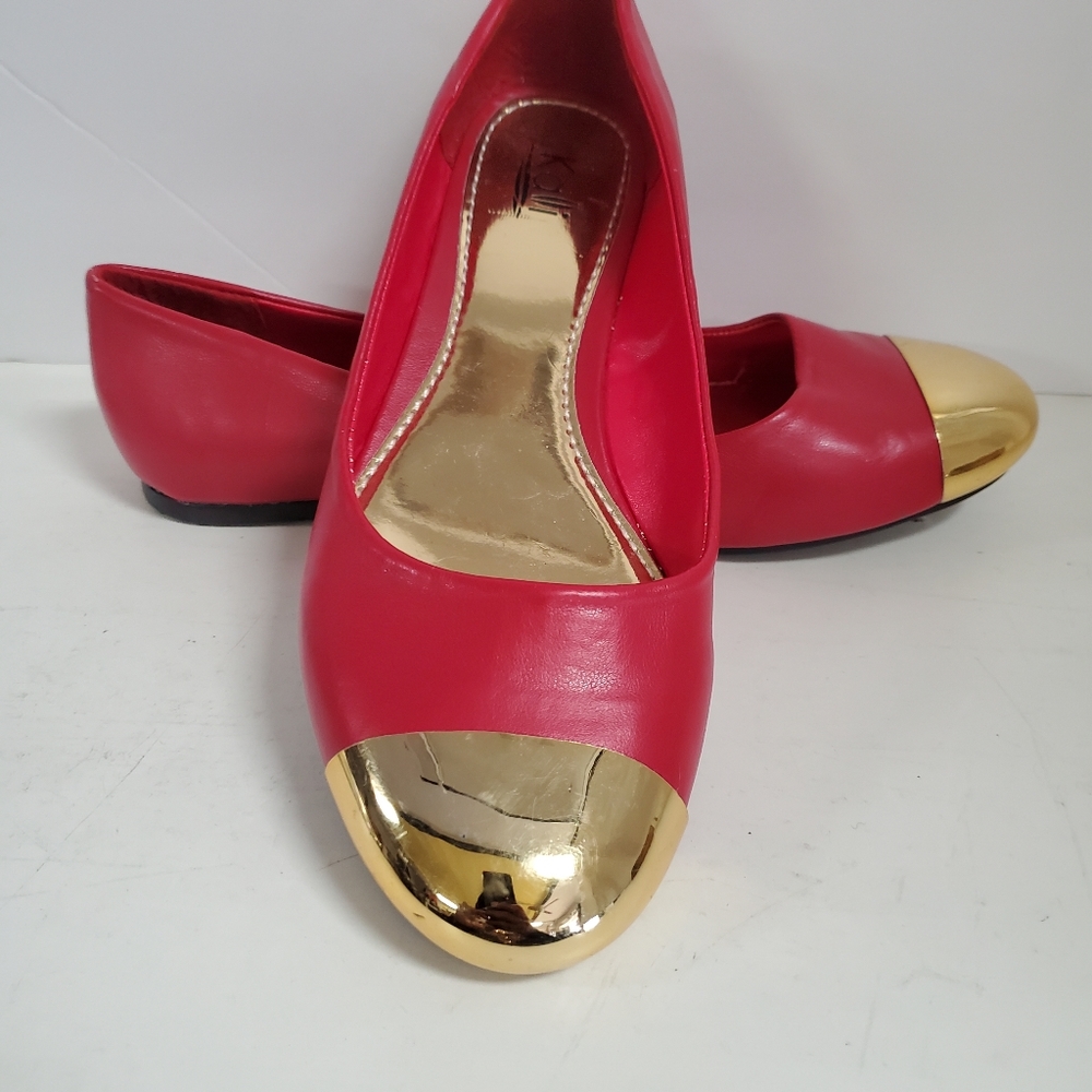 Red Kalli faux leather flats 7